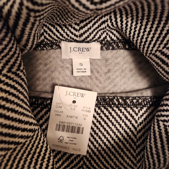 NWT J. Crew Herringbone Pullover Funnelneck Sweatshirt Fleece Lining Sz Small - Picture 6 of 13